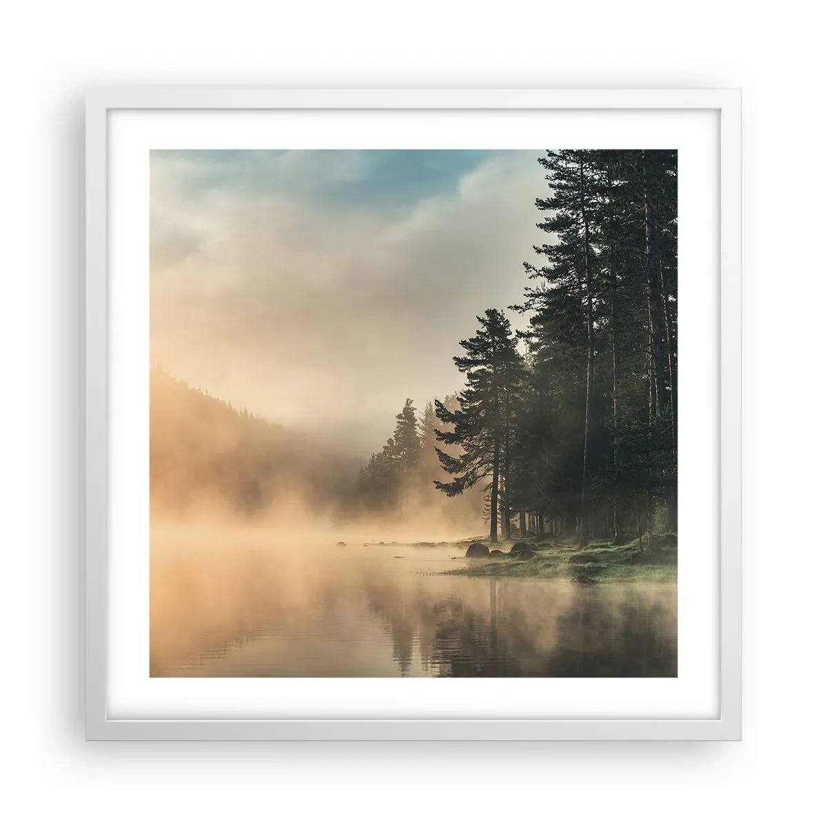 Poster in een witte lijst - De geboorte van de dag - 50x50 cm