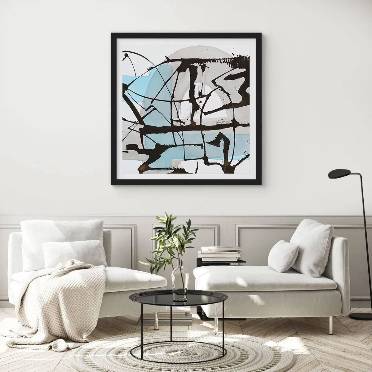 Poster in een zwarte lijst - Toch blauw - 30x30 cm