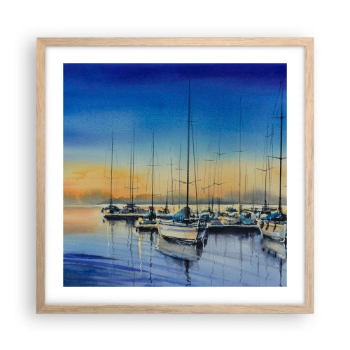 Een poster in een licht eiken lijst - Einde van een goede dag - 50x50 cm