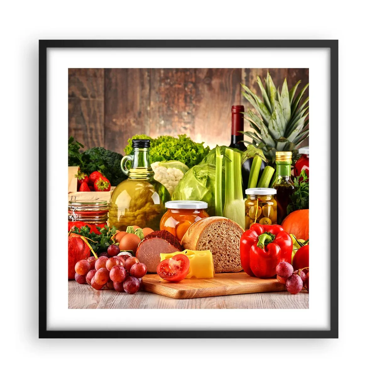 Poster in een zwarte lijst - Gerookt, gebakken en gemarineerd - 50x50 cm