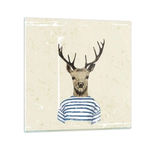 Schilderen op glas - Omdat ik van gestreepte t-shirts hou! - 40x40 cm