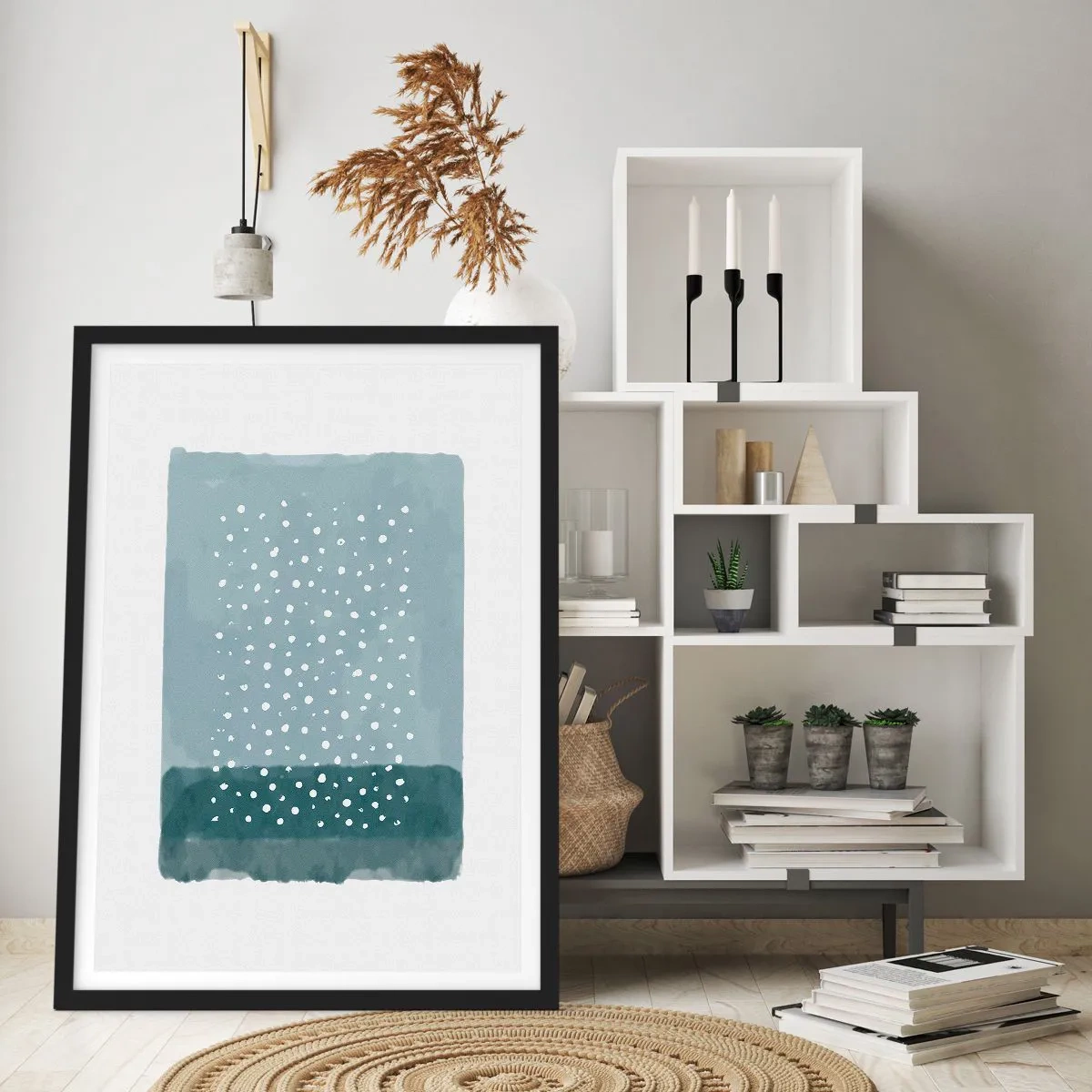 Poster in een zwarte lijst - Gegroeid op blauw - 30x40 cm