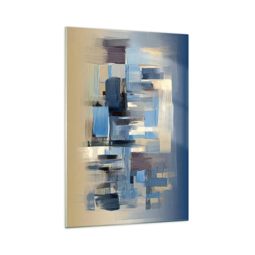Schilderen op glas - Blauwe constructie - 70x100 cm