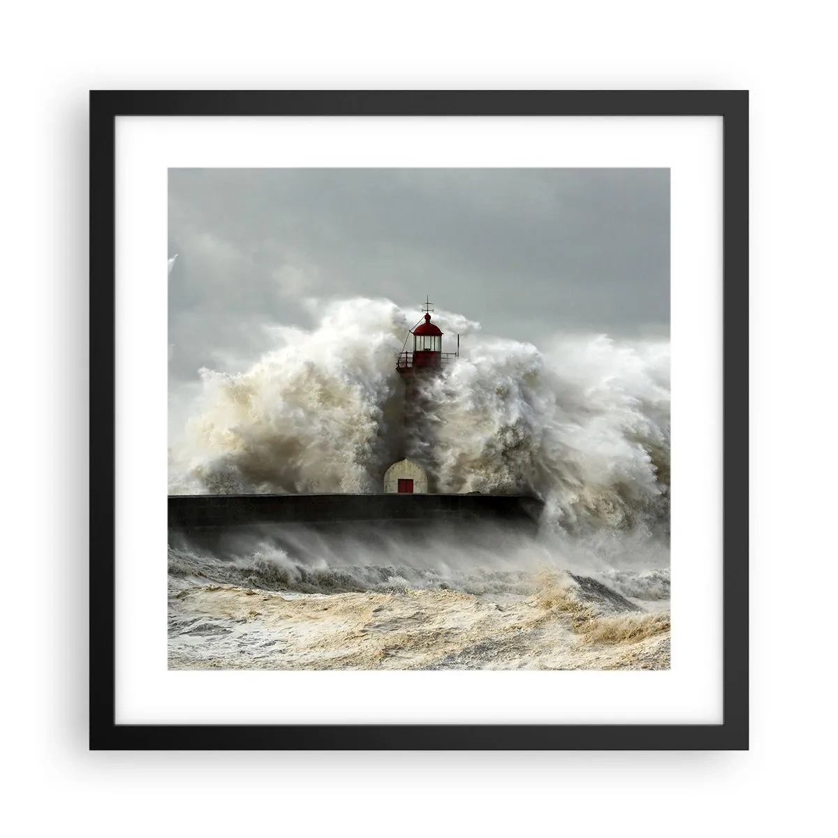 Poster in een zwarte lijst - De woede van de oceaan - 40x40 cm