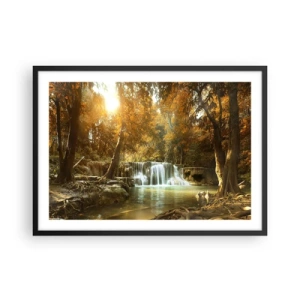 Poster in een zwarte lijst - Park cascade - 70x50 cm