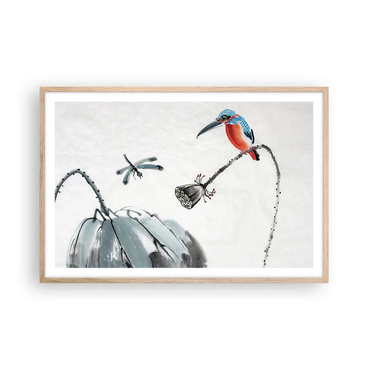 Een poster in een licht eiken lijst - Het leven van de weide - 91x61 cm