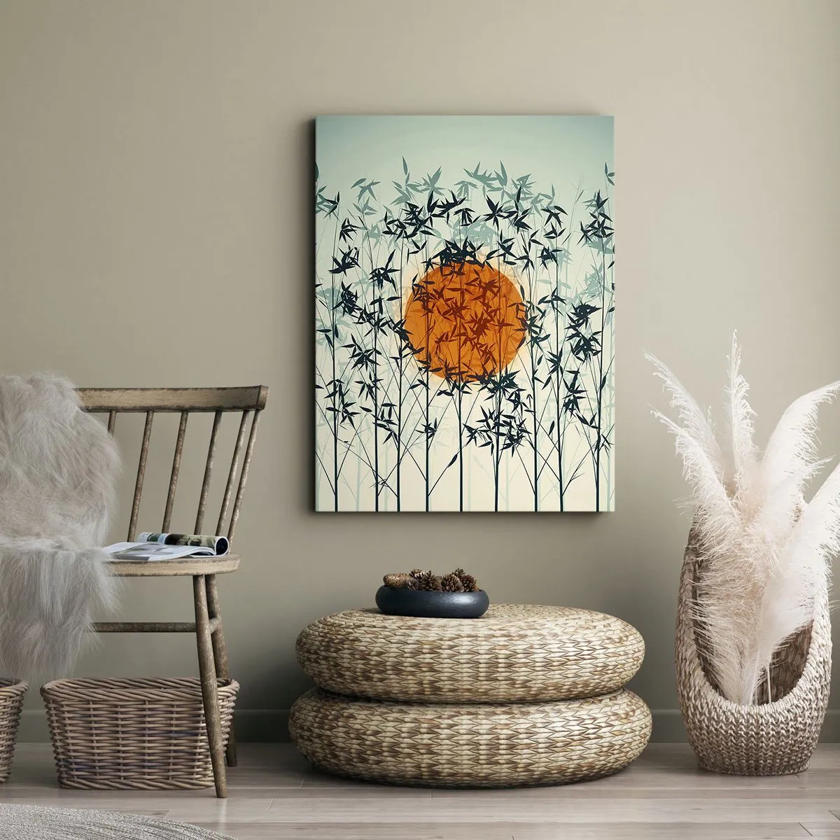 Schilderen op canvas - Japanse zon - 55x100 cm