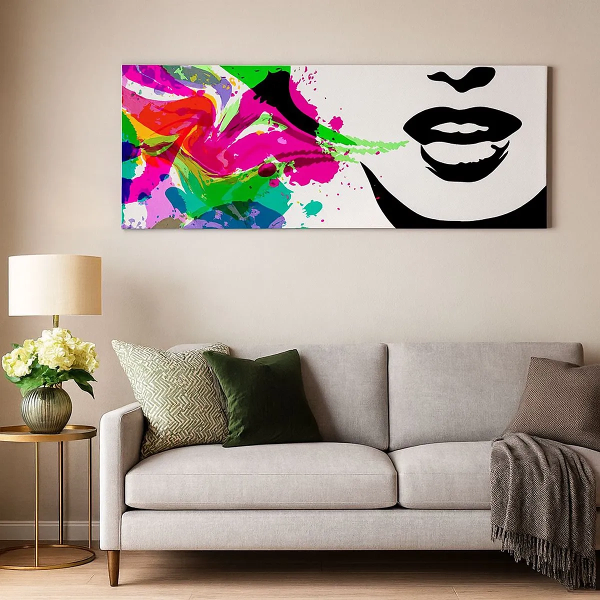 Schilderen op canvas - Een verhaal in de kleuren van de regenboog - 100x40 cm