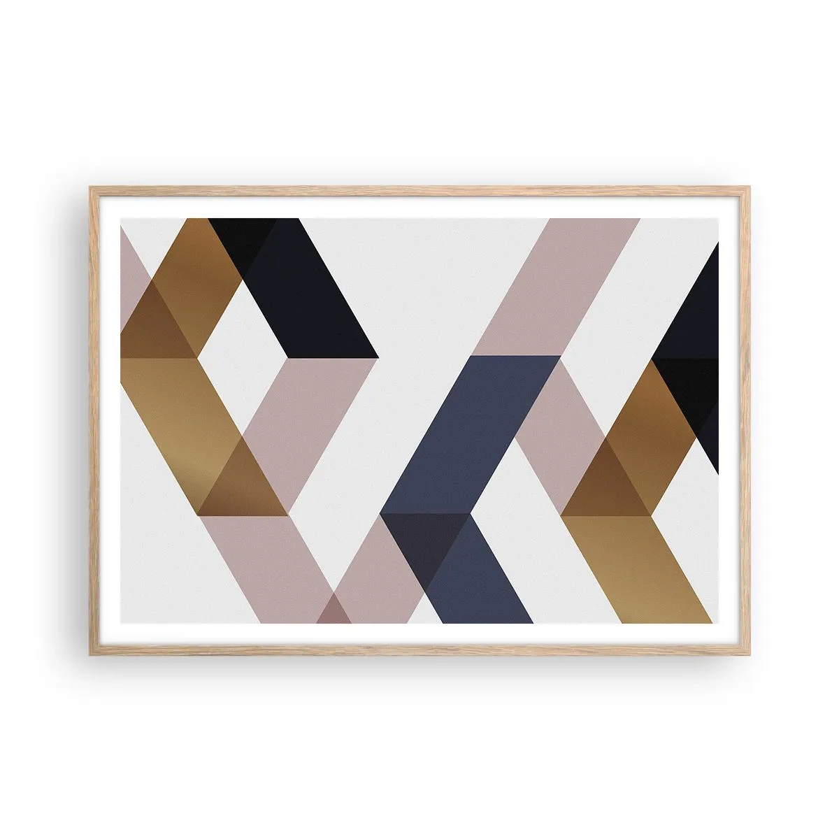 Een poster in een licht eiken lijst - Vlakken en hoeken - 100x70 cm