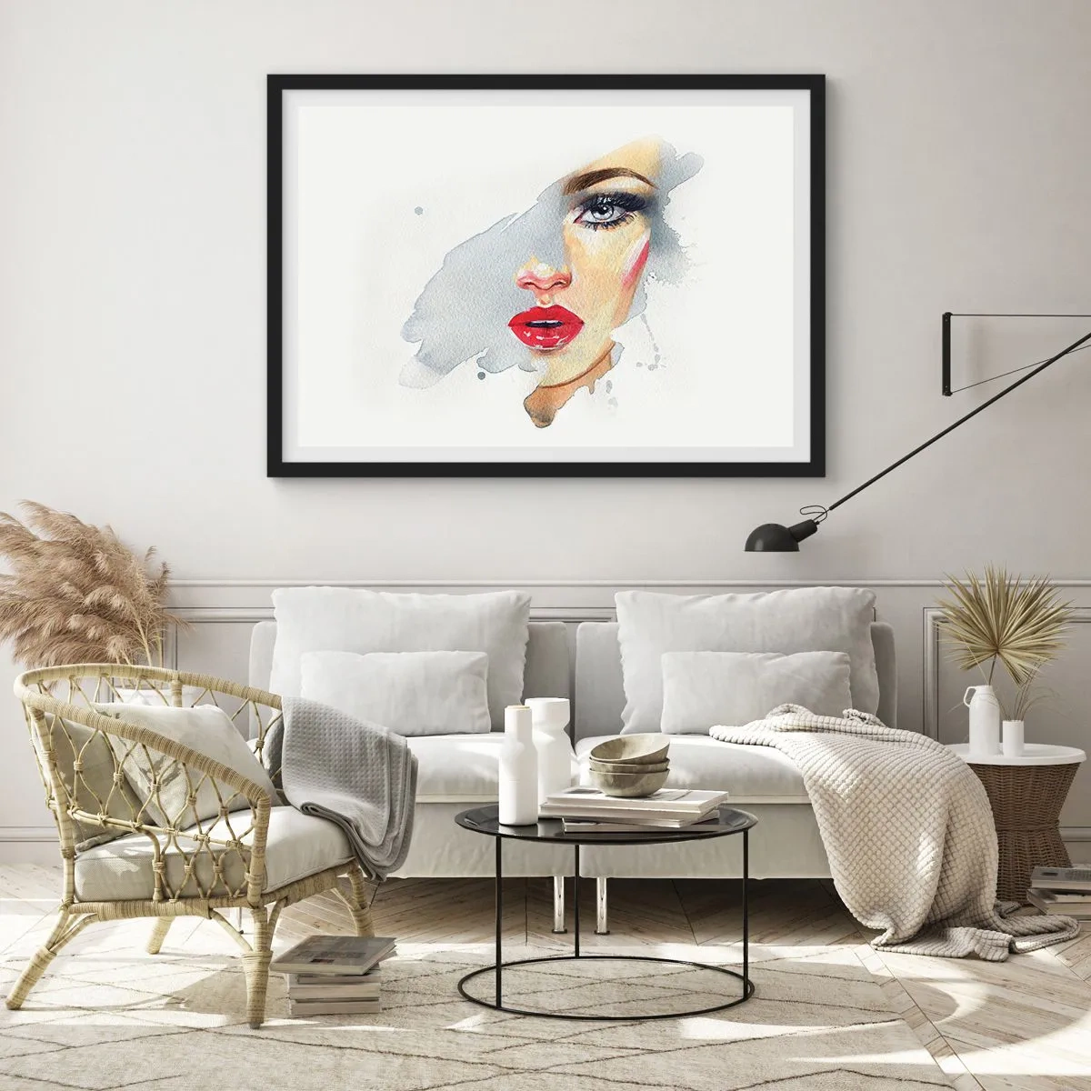 Poster in een zwarte lijst - Weerspiegeld in een druppel water - 70x50 cm