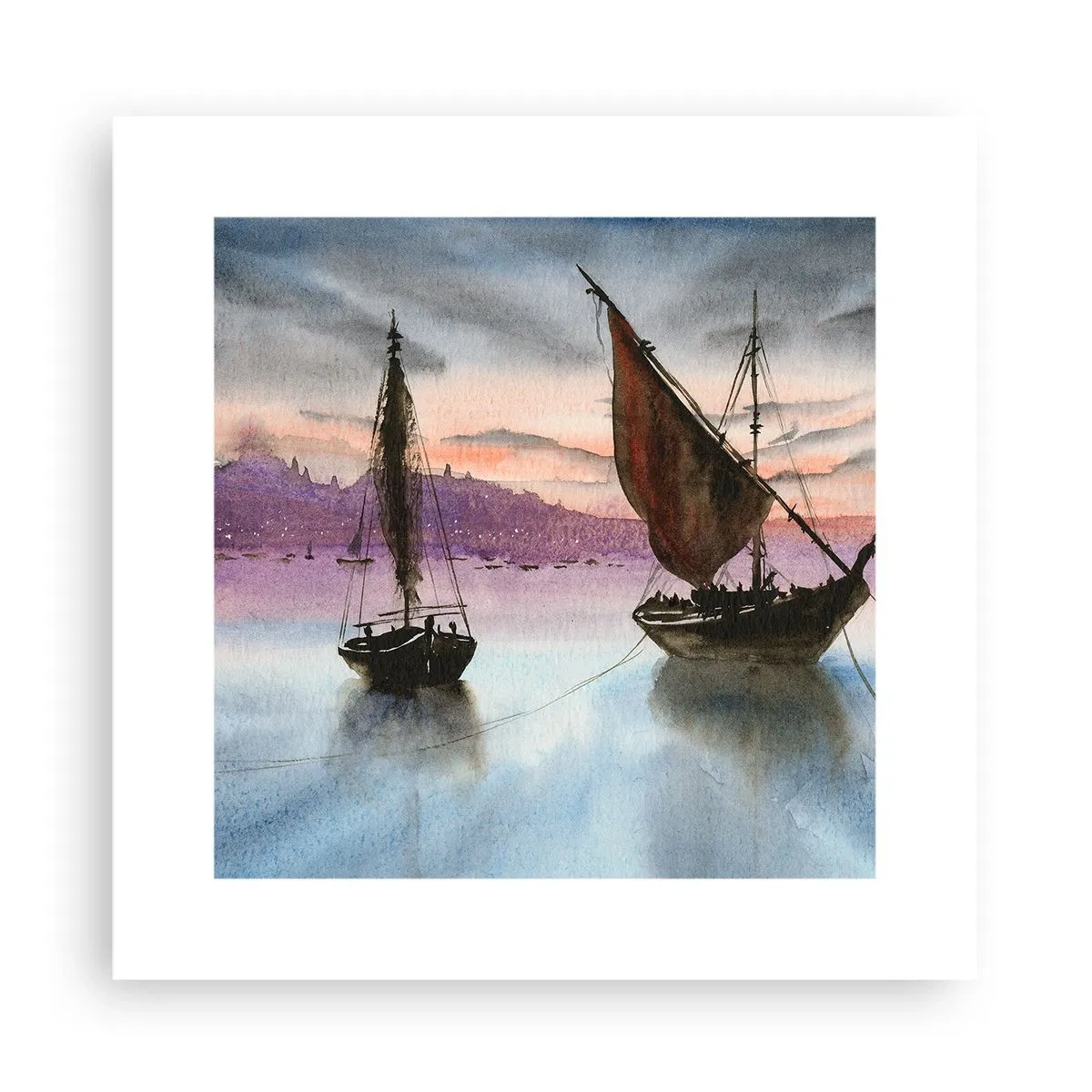 Poster - Avond in de haven - 30x30 cm
