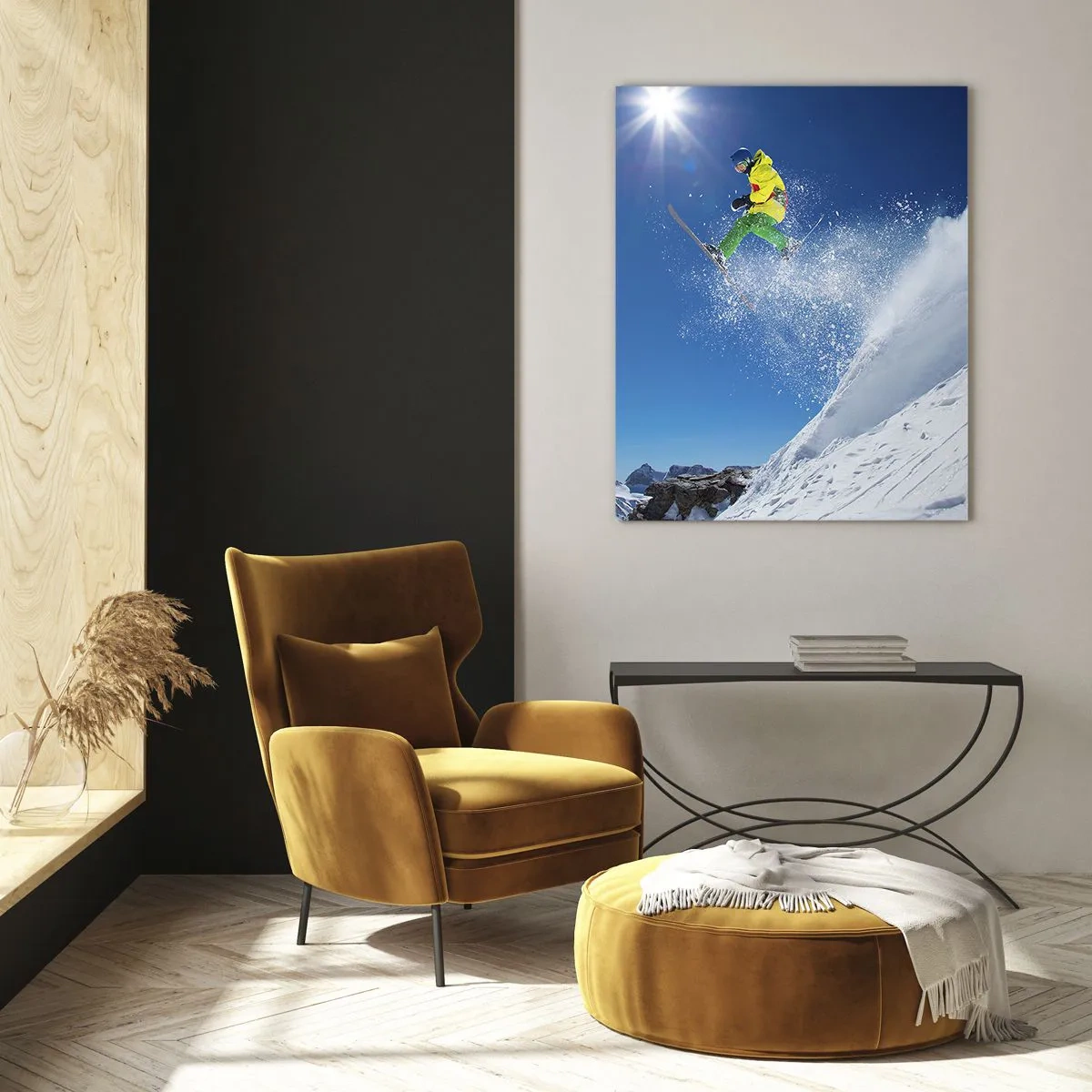 Schilderen op glas - Dansend met de bergen - 50x70 cm