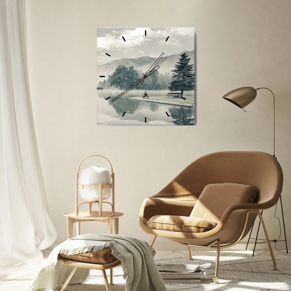 Wandklok - Klok - Het meer slaapt nog - 40x40 cm