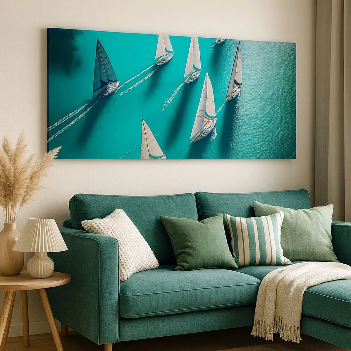 Schilderen op canvas - In een wedstrijd met de wind - 100x40 cm