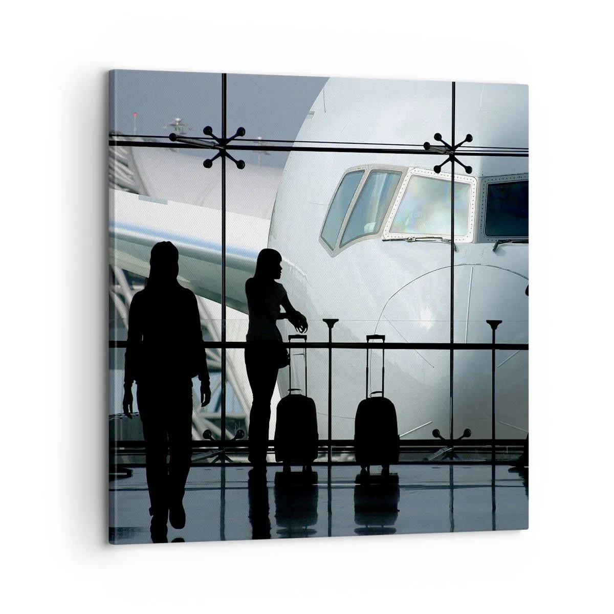 Schilderen op canvas - Vis a vis op de luchthaven - 60x60 cm