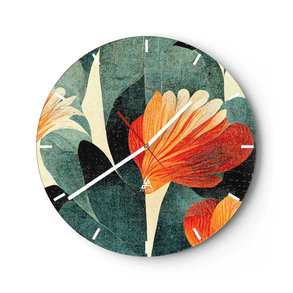 Wandklok - Klok - De hitte van de tropen en de koelte van het groen - 40x40 cm