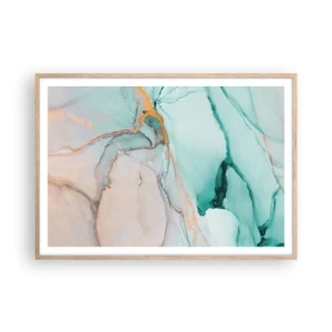 Een poster in een licht eiken lijst - Een dans van vormen en kleuren - 100x70 cm