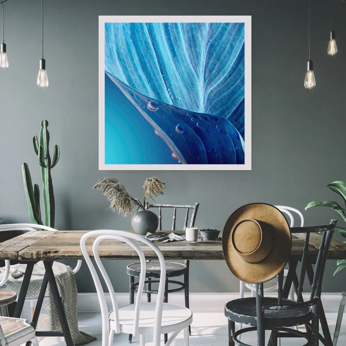 Poster - Verborgen druppels blauw - 30x30 cm