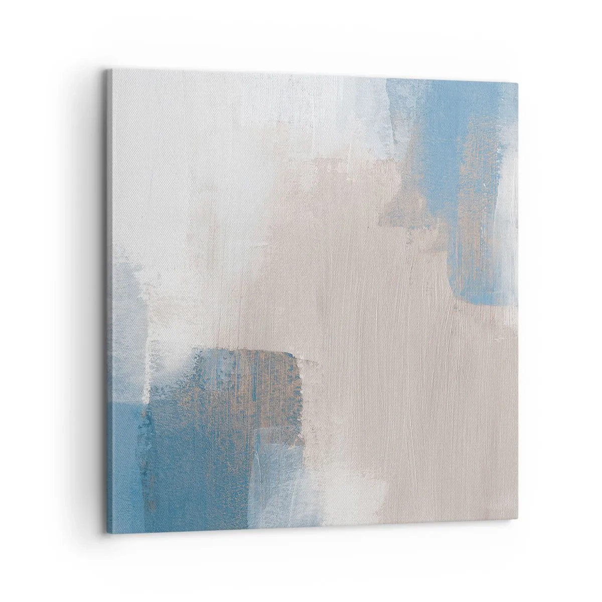 Schilderen op canvas - Roze abstractie achter een blauw gordijn - 60x60 cm
