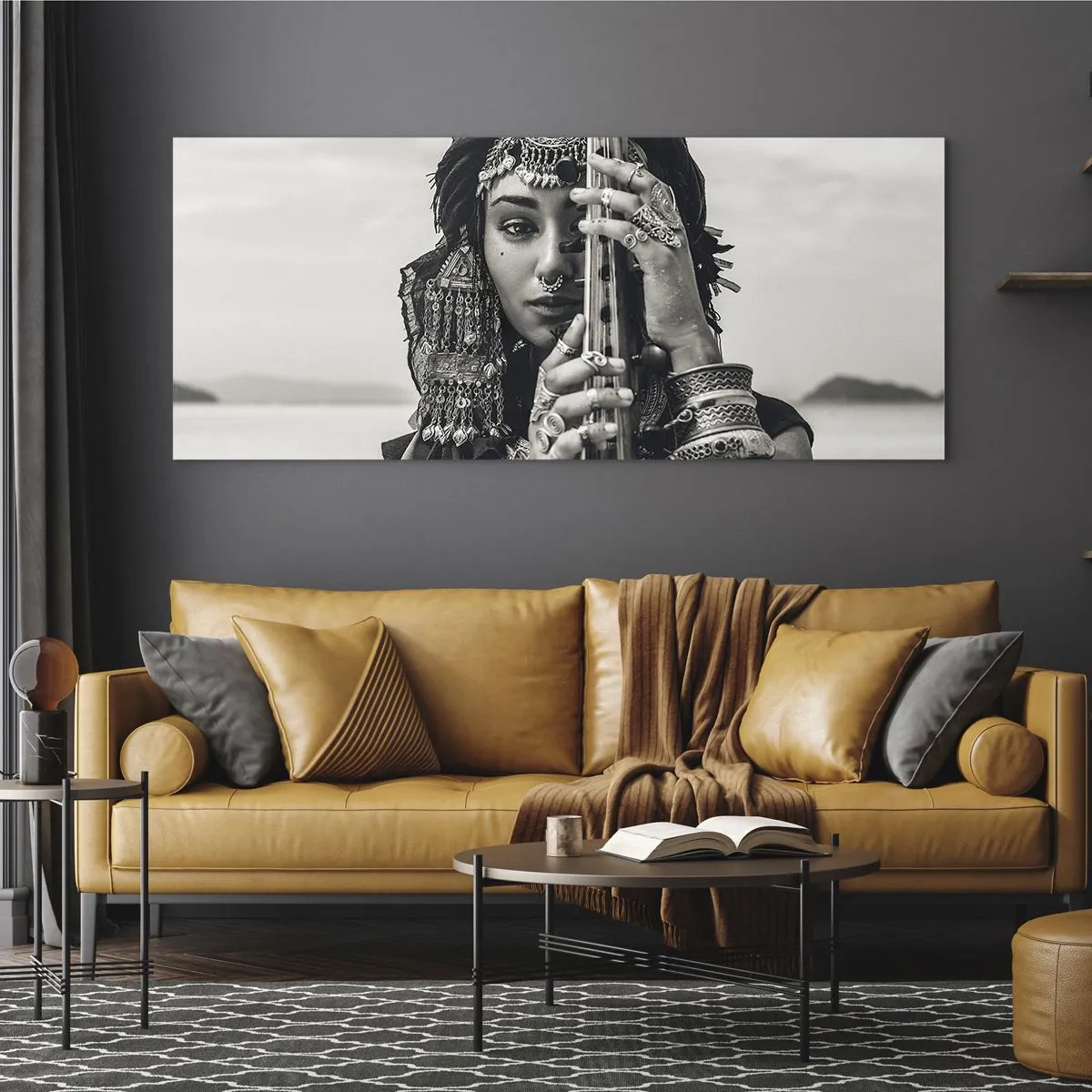 Schilderen op glas - De muziek van het Oosten zelf - 160x50 cm