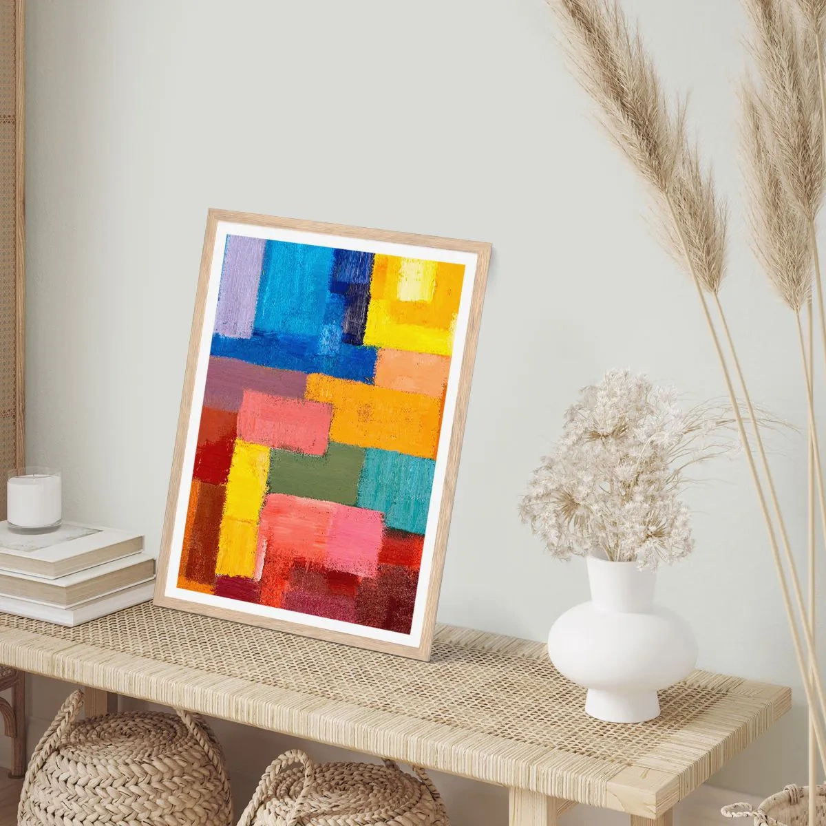 Een poster in een licht eiken lijst - Elk is anders, allemaal kleurrijk - 70x100 cm