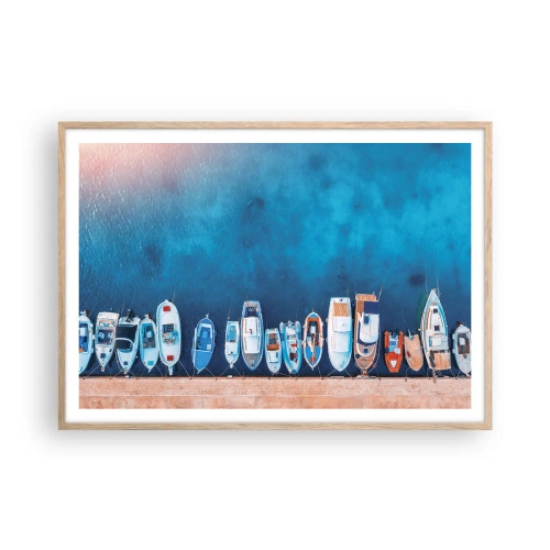 Een poster in een licht eiken lijst - In één rij - 100x70 cm