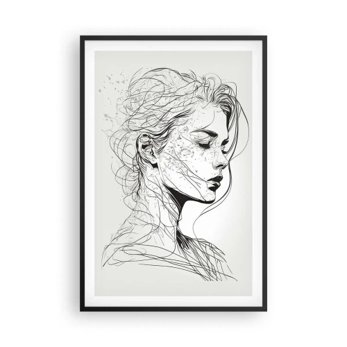 Poster in een zwarte lijst - Portret in gedachten - 61x91 cm