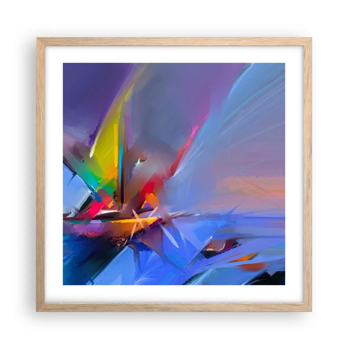 Een poster in een licht eiken lijst - Propellers als een vogel - 50x50 cm