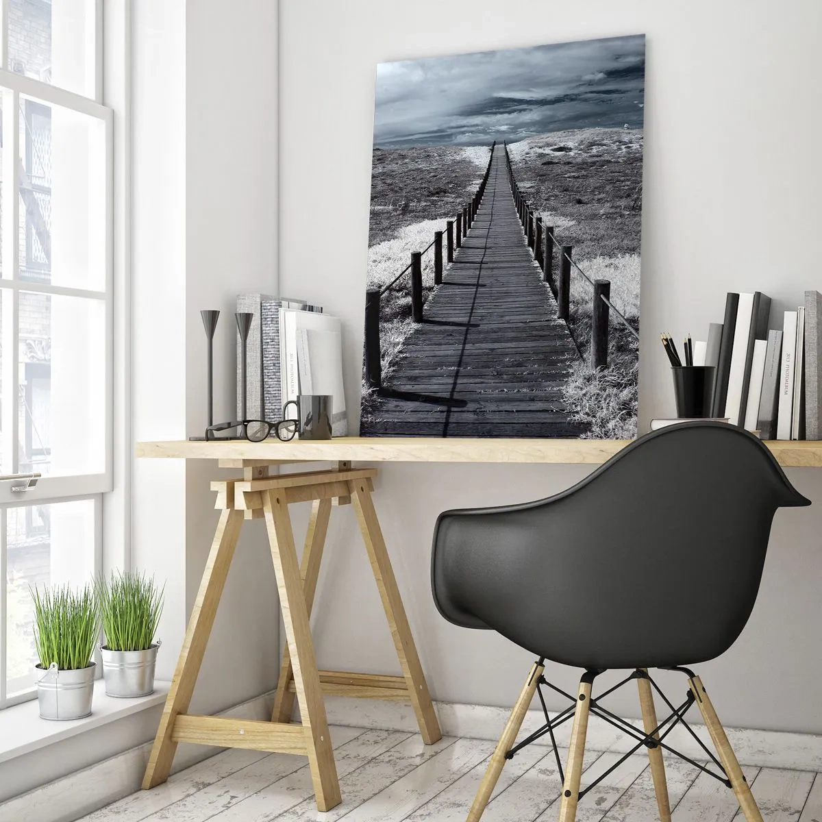 Schilderen op glas - Recht naar de oever - 80x120 cm