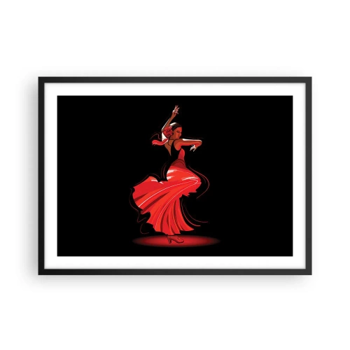 Poster in een zwarte lijst - De vurige geest van flamenco - 70x50 cm