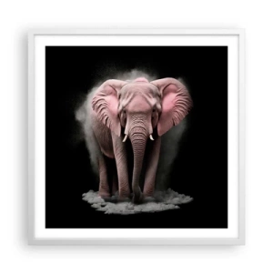 Poster in een witte lijst - Denk niet aan een roze olifant! - 60x60 cm