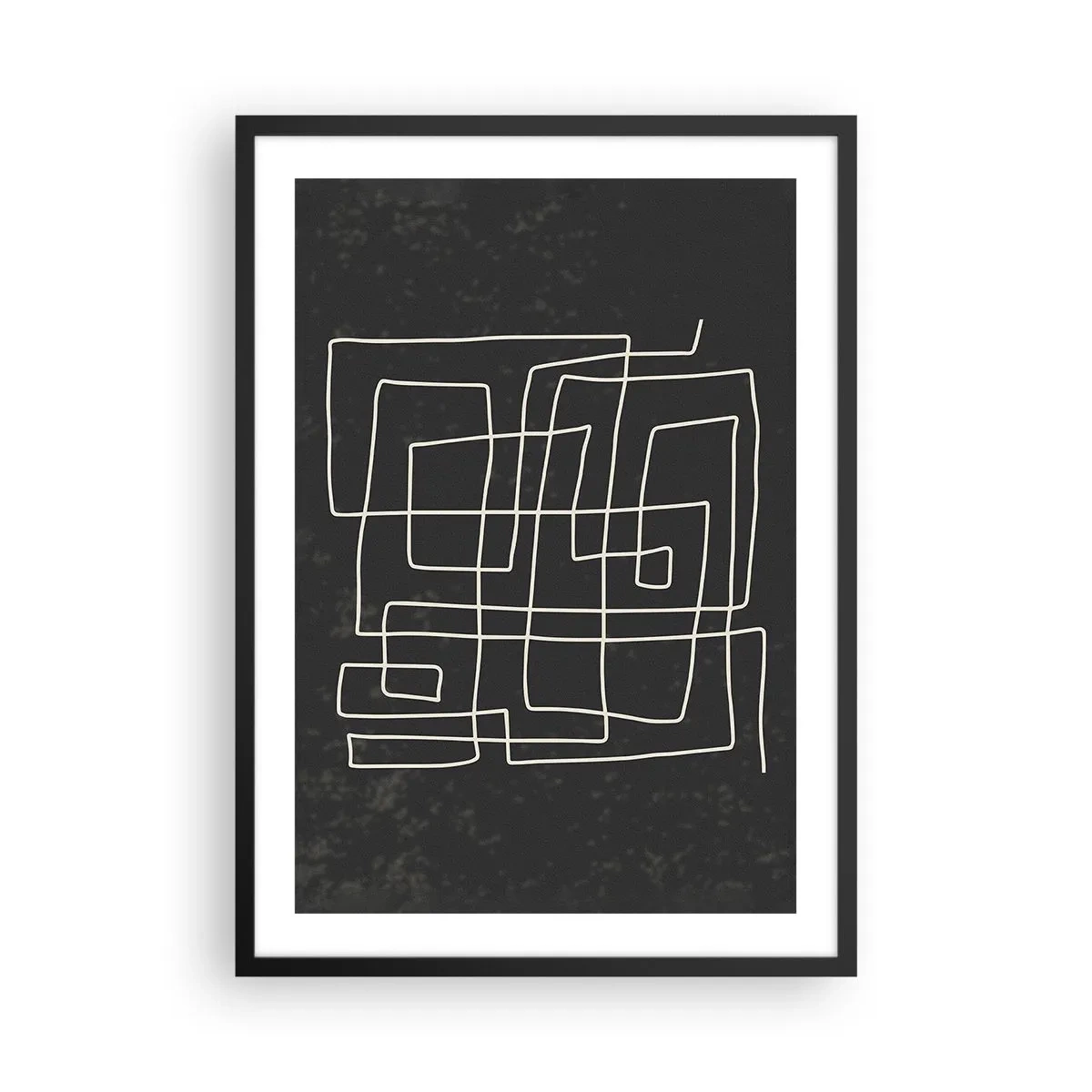 Poster in een zwarte lijst - Geometrische abstractie op een zwarte achtergrond - 50x70cm - Niet zo eenvoudig - Moderne wanddecoratie voor woonkamer en slaapkamer ARTTOR