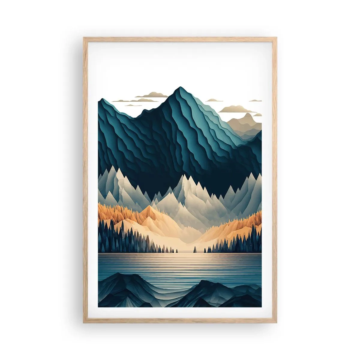 Een poster in een licht eiken lijst - Perfect berglandschap - 61x91 cm