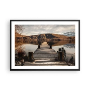 Poster in een zwarte lijst - Landschap in stilte - 70x50 cm