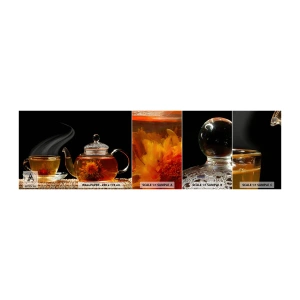 Fotobehang Monster Zelfklevend Deluxe Sticker - De magie en kunst van het theezetten - Thee, Theepot, Theekopje - 100x30 cm