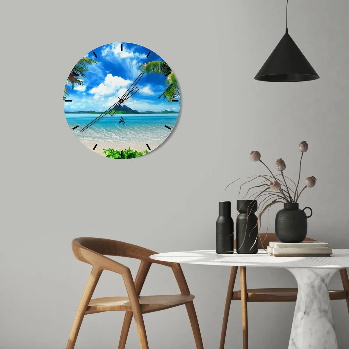 Wandklok - Klok - Het azuur van de tropen - 30x30 cm