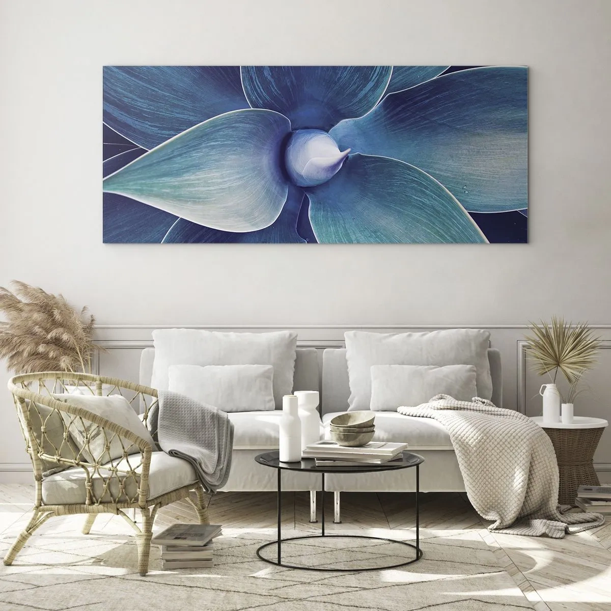 Schilderen op glas - Blauw uit de lucht - 120x50 cm