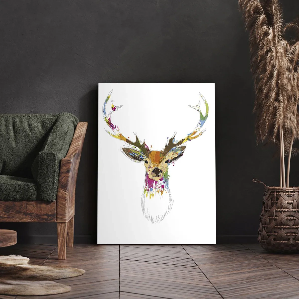 Schilderen op canvas - Een zacht hert badend in kleur - 50x70 cm