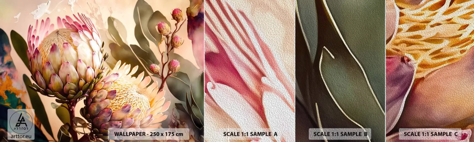 Fotobehang Monster Premium Sand - Teeder omarmd - Bloemen, Planten, Plantkunde - 100x30 cm