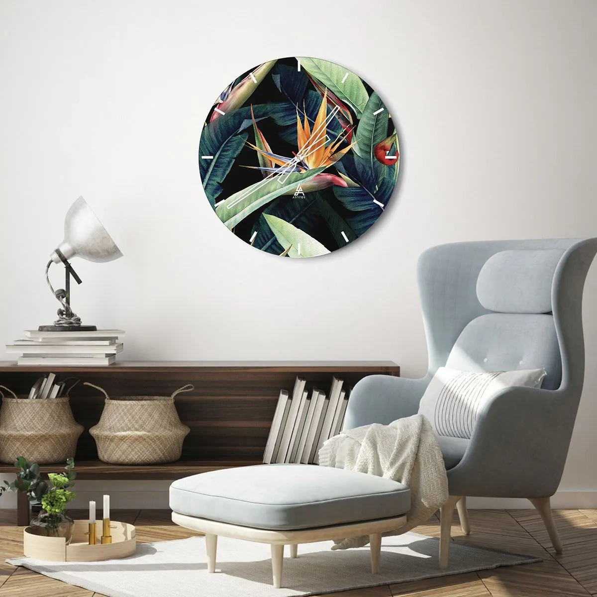 Wandklok - Klok - Vlammende bloemen van de tropen - 40x40 cm