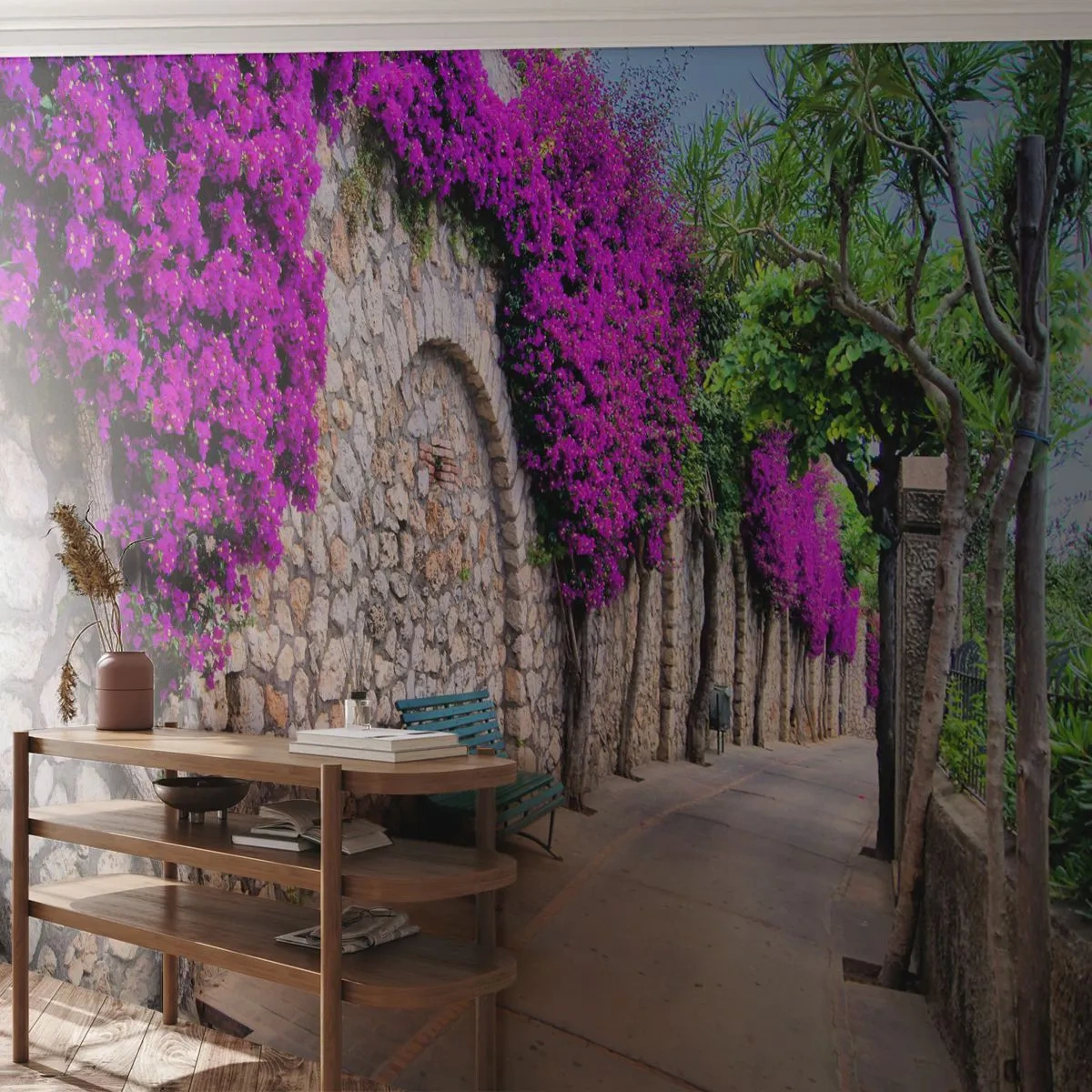 Zelfklevend Fotobehang Deluxe Sticker - Laten we elkaar zo snel mogelijk ontmoeten - Stad, Bloemen, Italië - 250x175 cm