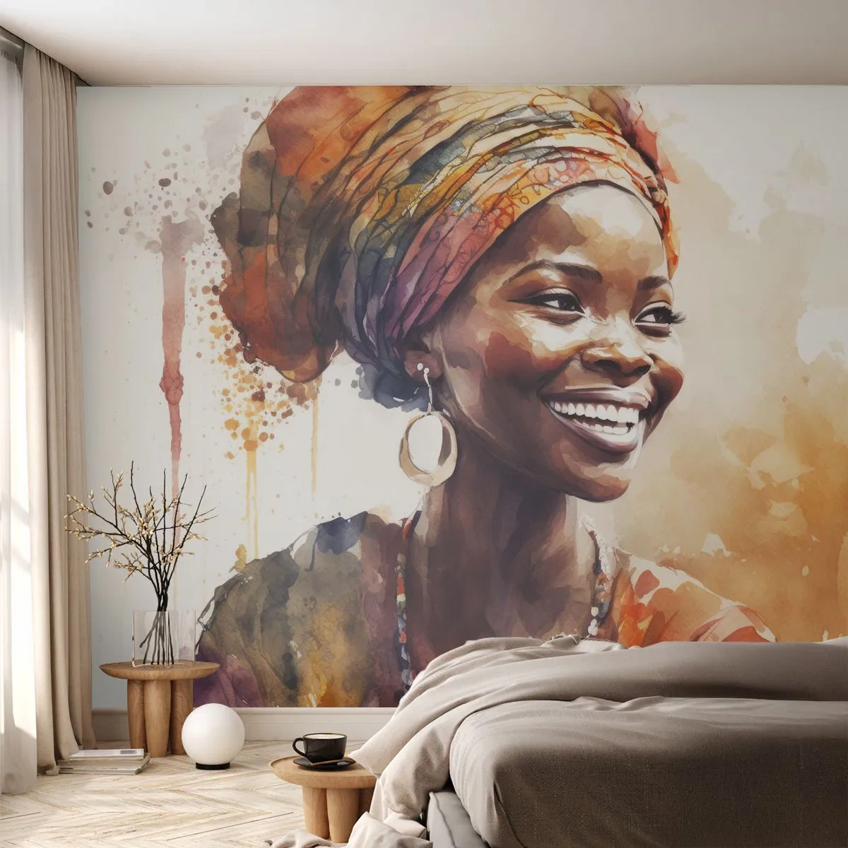 Fotobehang Standard Eco - Afrikaanse koningin - Vrouw, Afro-Amerikaans, Portret - 350x256 cm