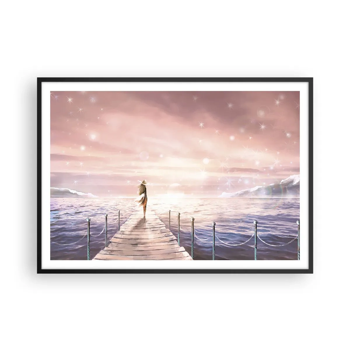 Poster in een zwarte lijst - In het licht van een droom - 100x70 cm