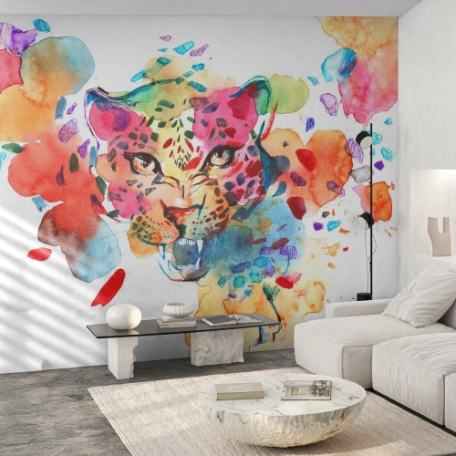 Fotobehang Premium Sand - Schoonheid en het beest - Panter, Dieren, Abstractie - 300x210 cm