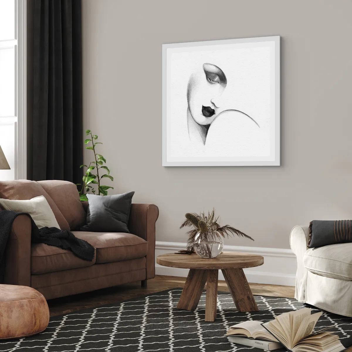 Poster in een witte lijst - In de stijl van Łempicka - 40x40 cm