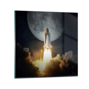 Schilderen op glas - Het begin van een onaards avontuur - 70x70 cm