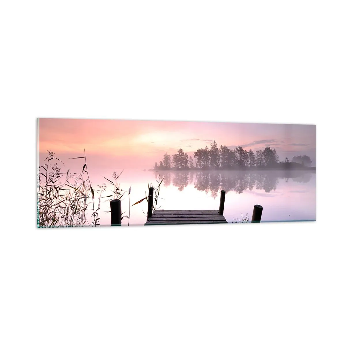 Schilderen op glas - Van de lila mist... - 90x30 cm