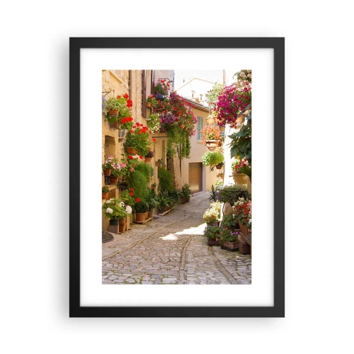 Poster in een zwarte lijst - In de vloed van bloemen - 30x40 cm