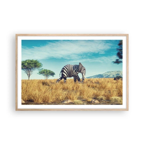 Een poster in een licht eiken lijst - Grijs is niet meer in de mode - 91x61 cm