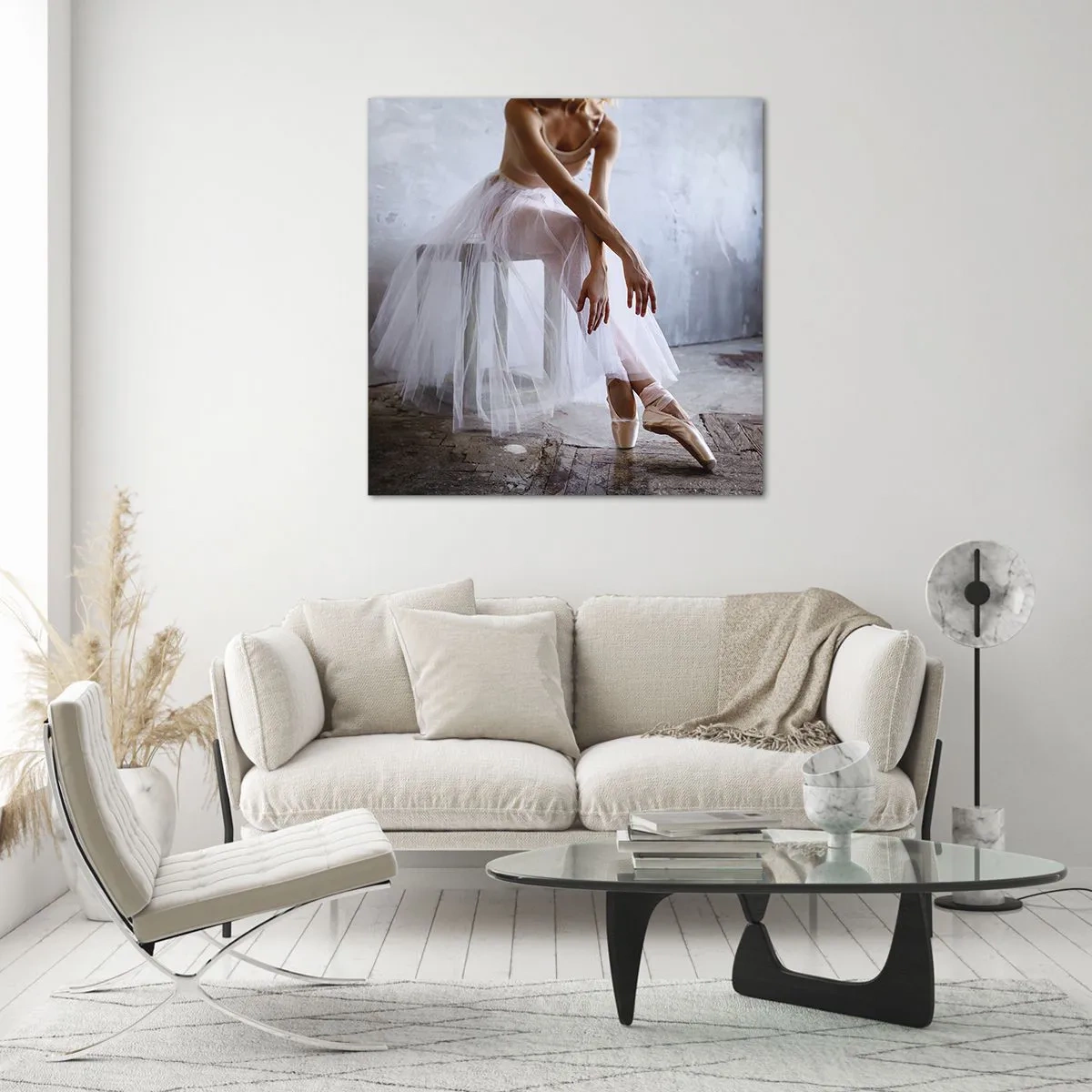 Schilderen op glas - Voordat de oprijlichten schijnen - 70x70 cm